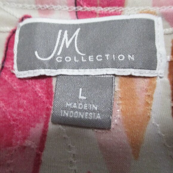 JM Collection top pinks, tans, stretchy wash & wear, great condition size L - Picture 2 of 8